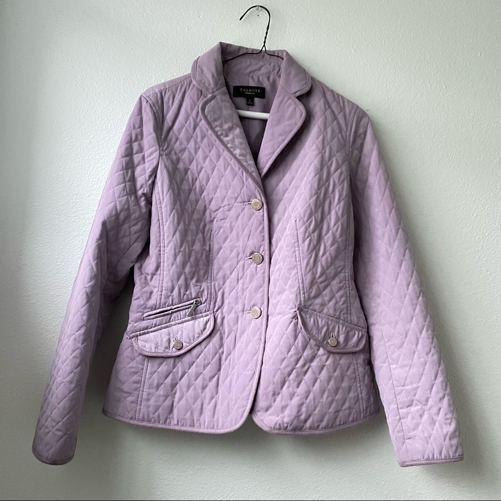 052. Talbots Lavender Quilted Button Jacket - image 6